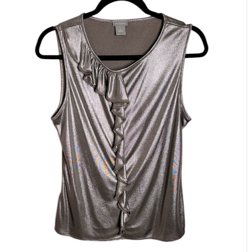 Ann Taylor Silver Metallic Top
